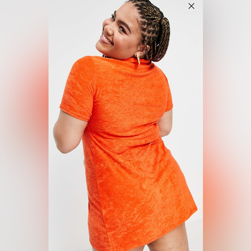 ASOS DESIGN Curve Orange Terry Cloth Polo Dress; Sz 16US